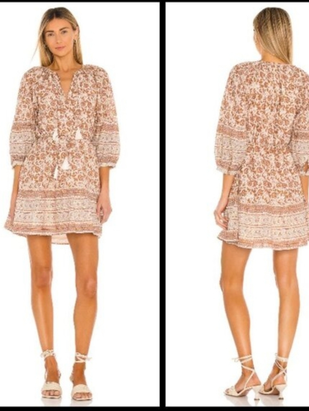 CLEOBELLA Rosy Mini Dress in Tamil Block Print Size Large